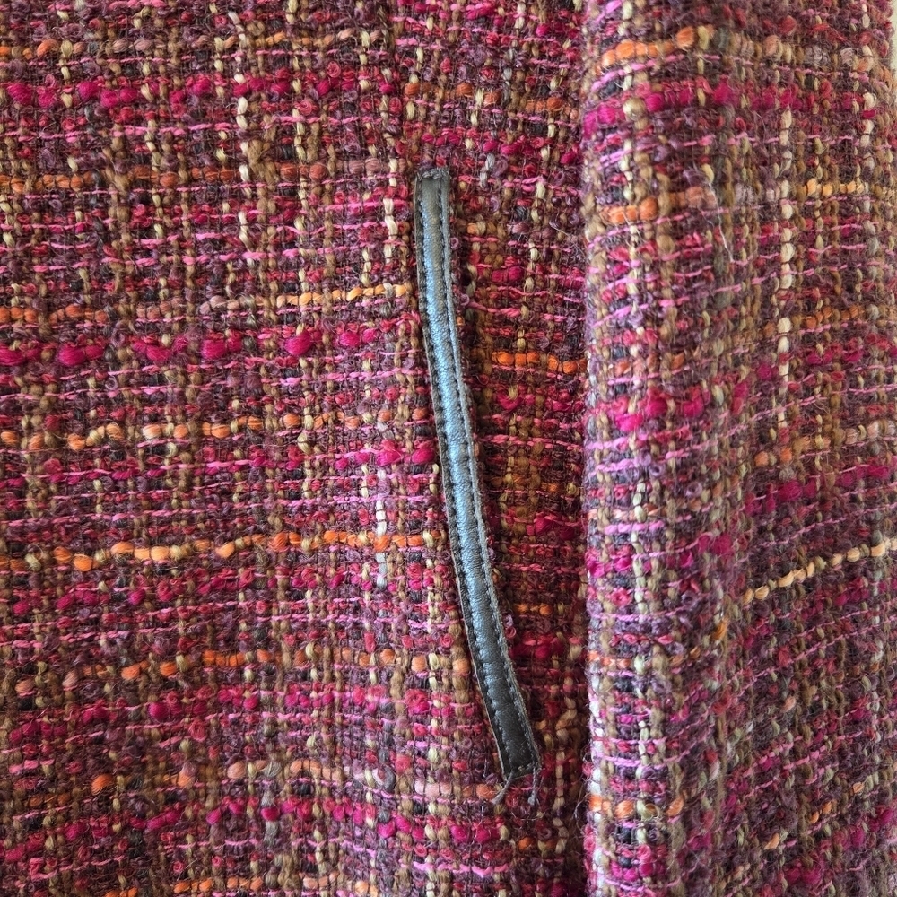 Lafayette 148 Blazer Women's Tweed Wool Collarless Fringe Trim Colorful Size 10 - Picture 8 of 16